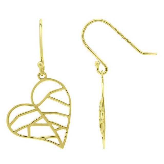 Aleure Precioso Leaf Heart Fishhook Drop Earrings, Womens, Gold Product Image