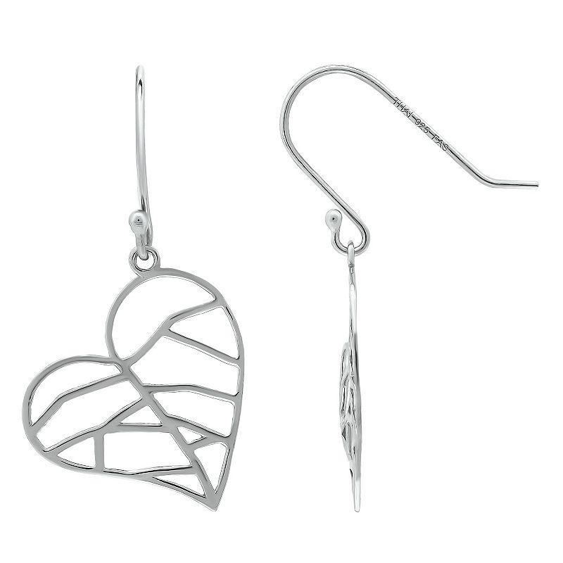 Aleure Precioso Leaf Heart Fishhook Drop Earrings, Womens, Silver Tone Product Image