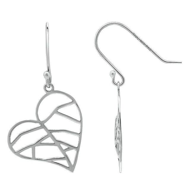 Aleure Precioso Leaf Heart Fishhook Drop Earrings, Womens, Silver Product Image