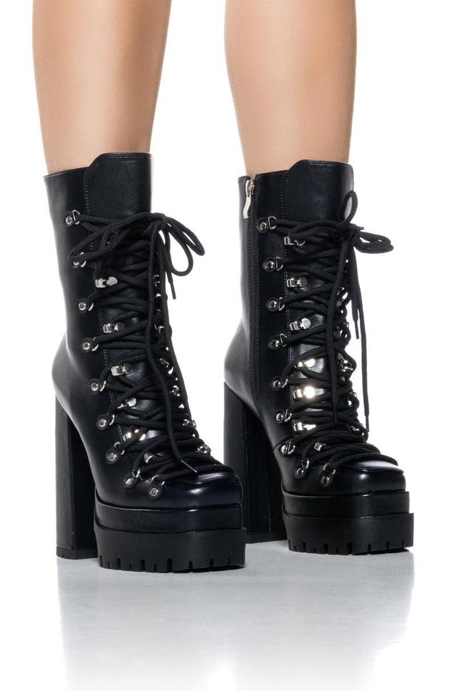 AZALEA WANG RODDIE LACE UP BOOTIE IN BLACK Product Image