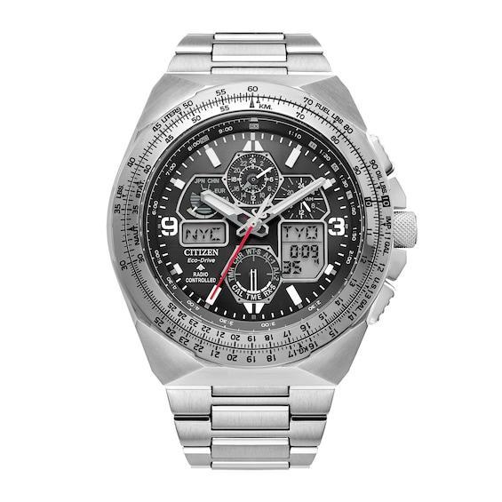 Men's Citizen Eco-DriveÂ® Promaster Air Skyhawk Black IP Chronograph Watch with Black Dial (Model: Jy8127-59E) Product Image