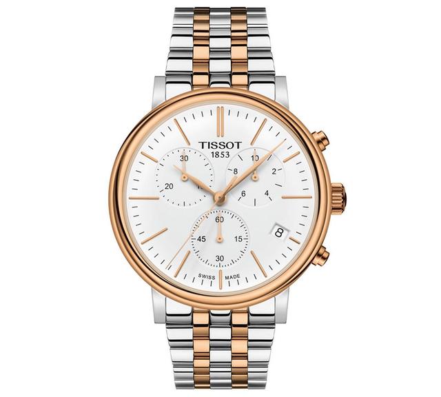 Tissot Mens Swiss Chronograph Carson Premium Two-Tone Stainless Steel Bracelet Watch 41mm - Two-Tone Product Image