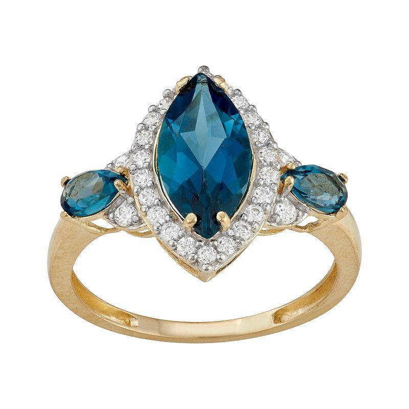 Tiara 10k Gold London Blue Topaz Ring, Womens Product Image