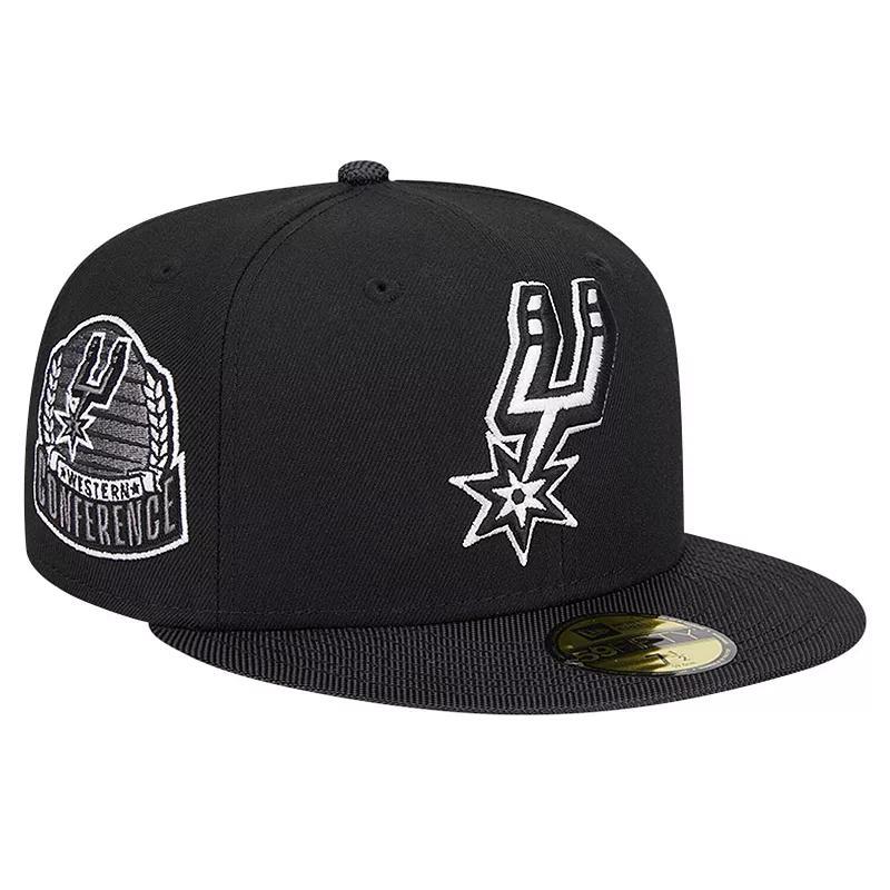 Mens New Era Black San Antonio Spurs Active Satin Visor 59FIFTY Fitted Hat Product Image