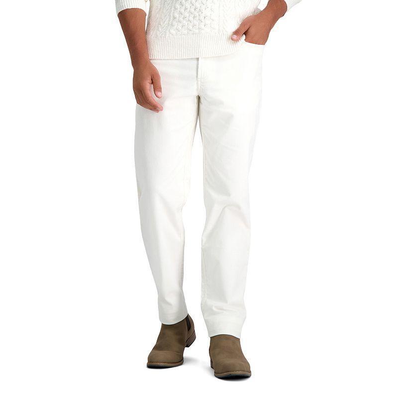 Mens Haggar Straight Fit 5-Pocket Stretch Corduroy Pant White Product Image