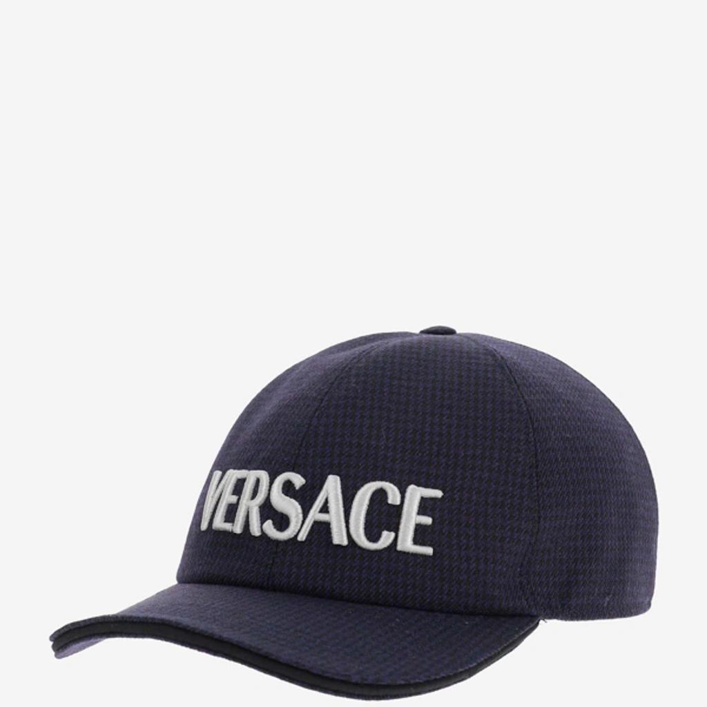 VERSACE Logo Embroidered Baseball Cap In Blue Product Image