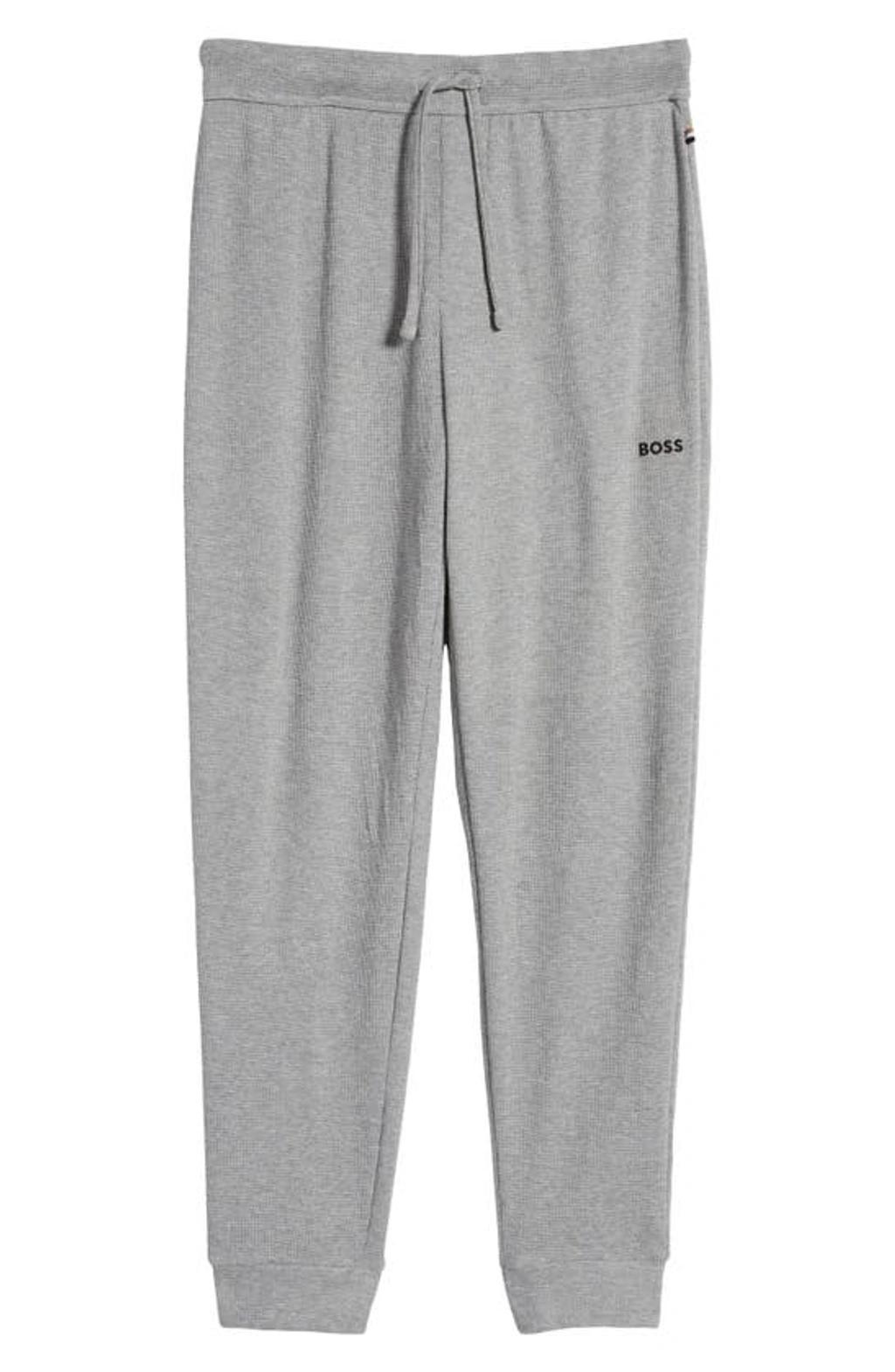 HUGO BOSS Waffle Cotton Blend Pajama Joggers In Grey Product Image