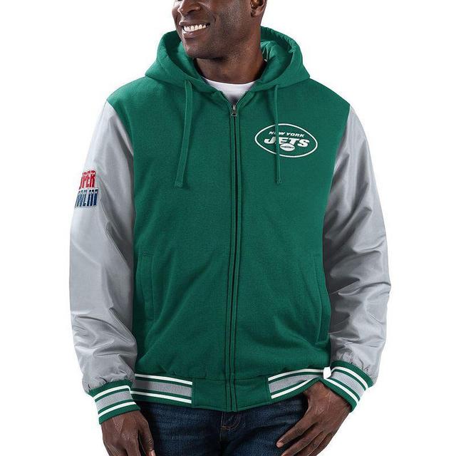 Mens G-III Sports by Carl Banks /Gray New York Jets Player Option Full-Zip Hoodie Product Image