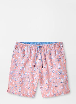 Peter Millar Mens Boats And Ropes Swim Trunk | Color: Peach Bloom | Size: M Product Image