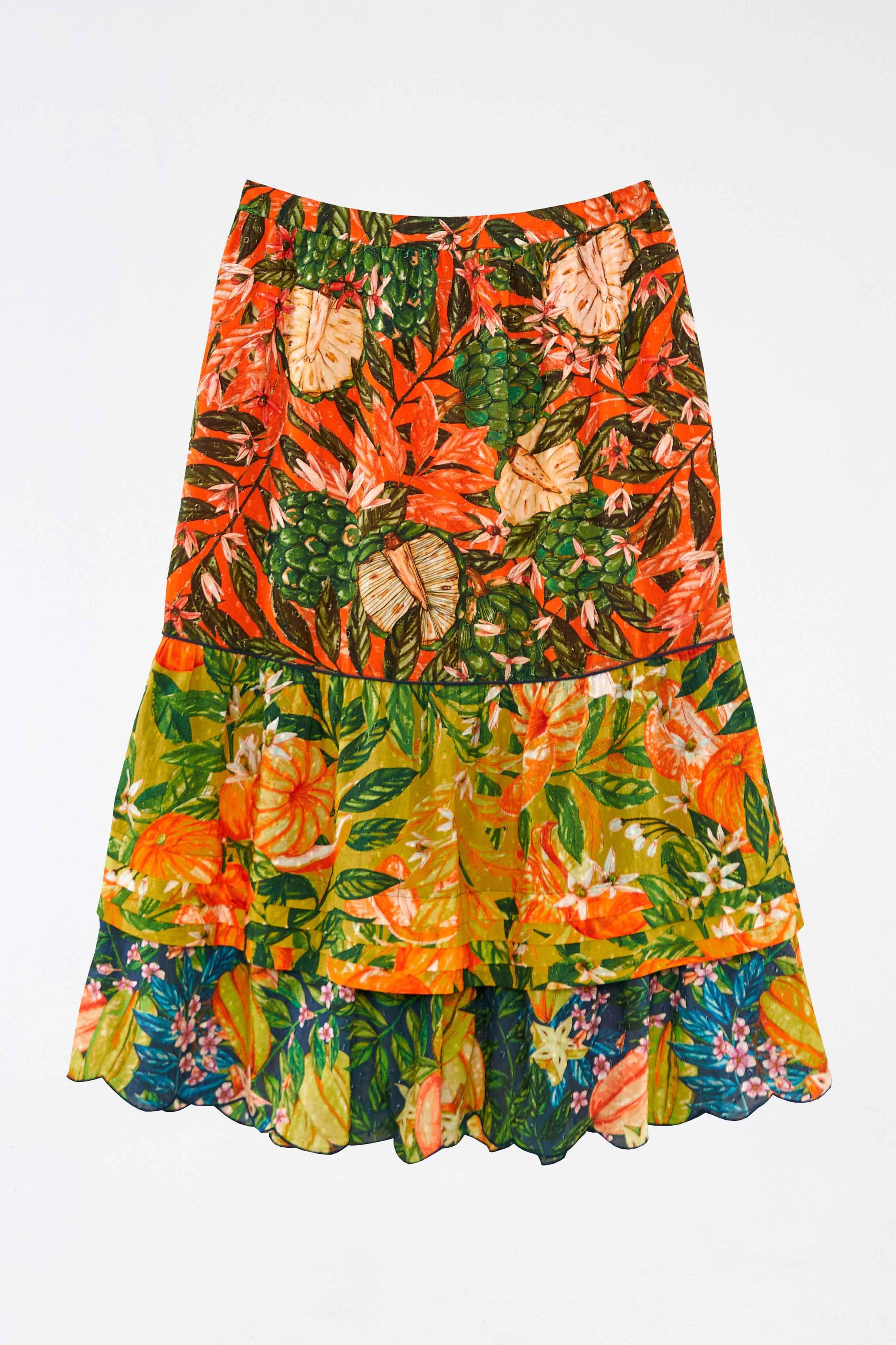 Caipirinha Tiered Midi Skirt Product Image