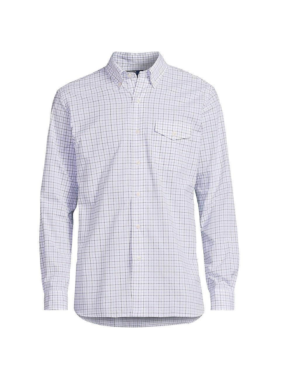 Mens Checked Cotton Button-Down Shirt Product Image