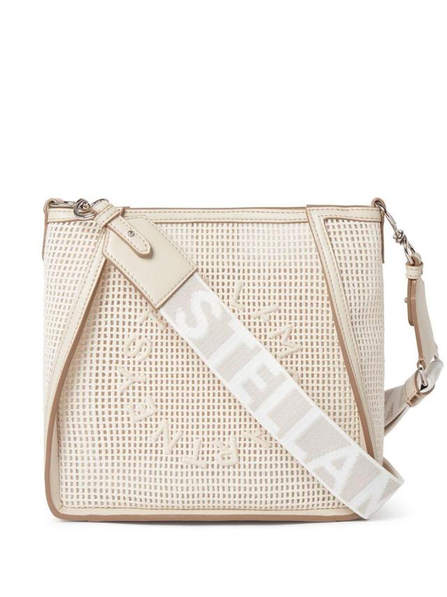 Mini Logo-embroidered Mesh Bag In Neutrals Product Image