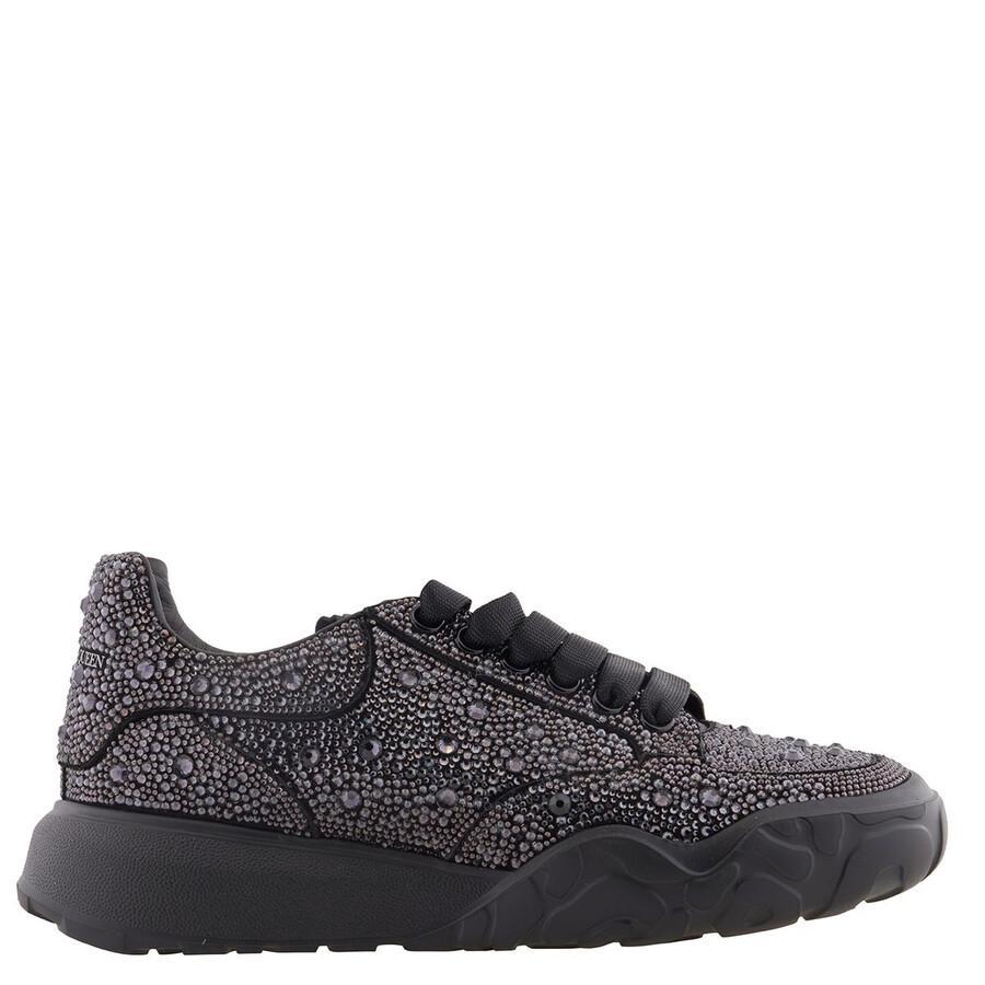 Men's Black Rhinestone Embellished Low Top Court Sneakers Product Image