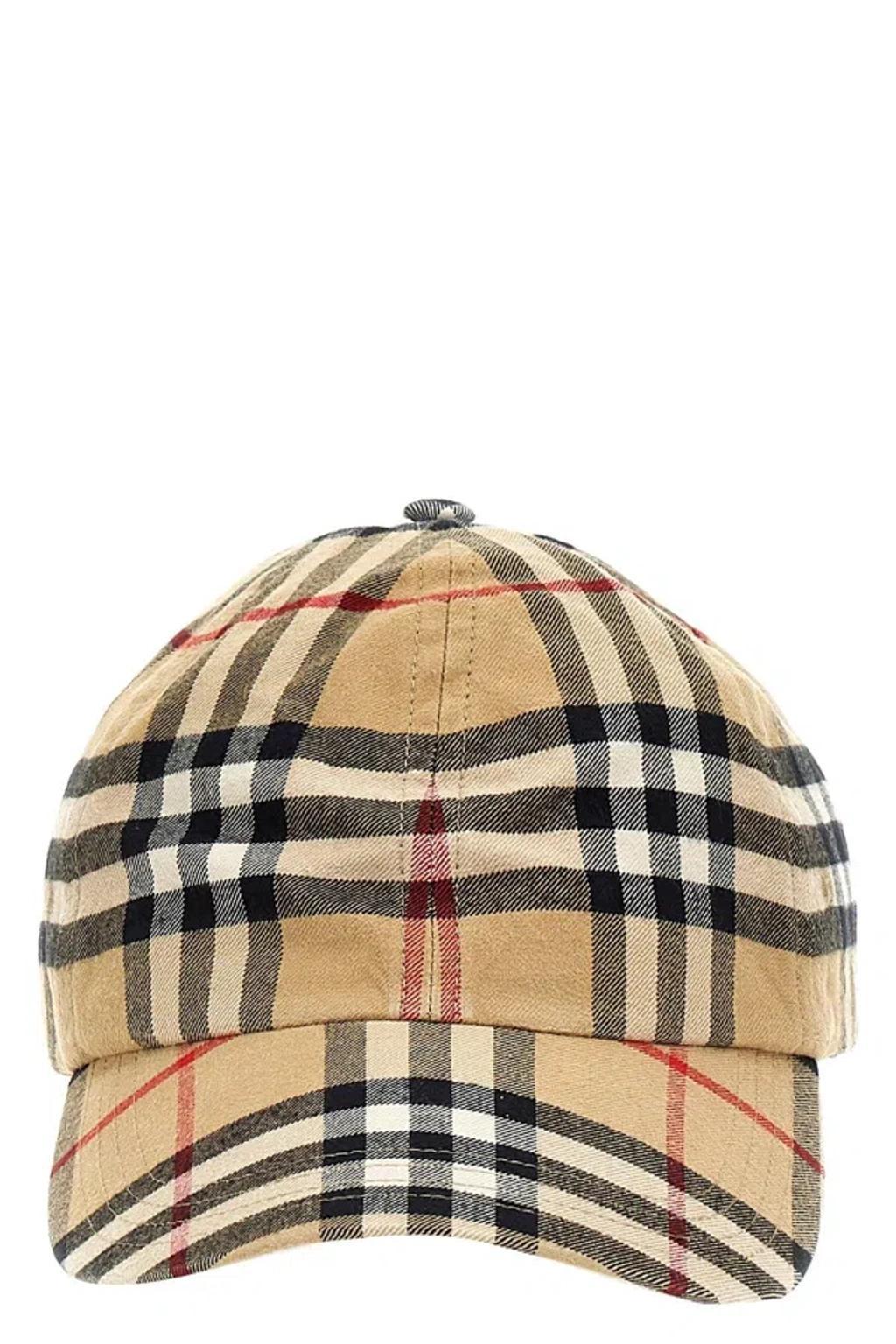 BURBERRY Check Printed Baseball Cap In Cream Product Image