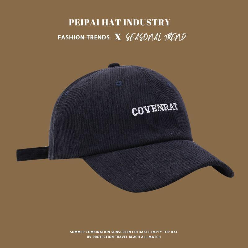 Lettering Embroidered Corduroy Baseball Cap product image