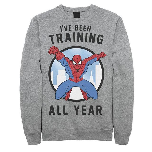 Mens Marvel Spider-Man Ive Been Training All Year Sweatshirt Athletic Grey Product Image