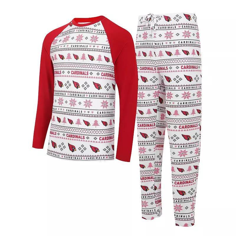 Mens Concepts Sport White/Cardinal Arizona Cardinals TinselRaglan Long Sleeve T-Shirt & Pants Sleep Set Product Image