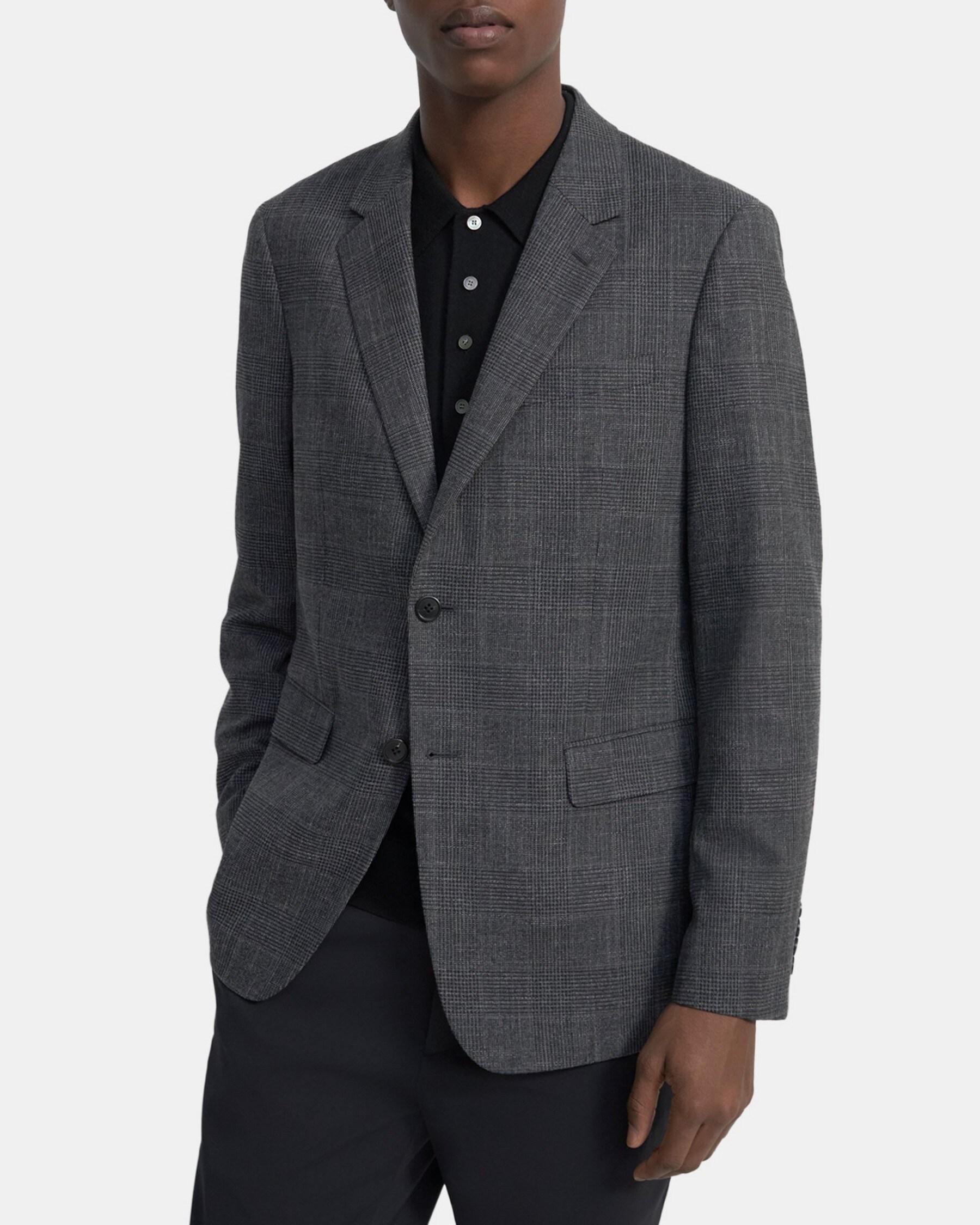 Structured Blazer in Checked Wool-Cotton Product Image