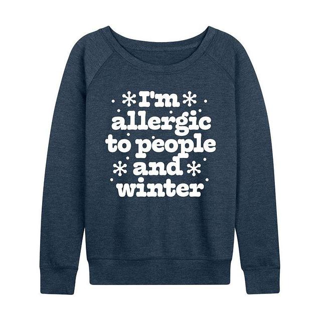 Womens Im Allergic To People And Winter Lightweight French Terry Sweatshirt, Girls Grey Blue Product Image