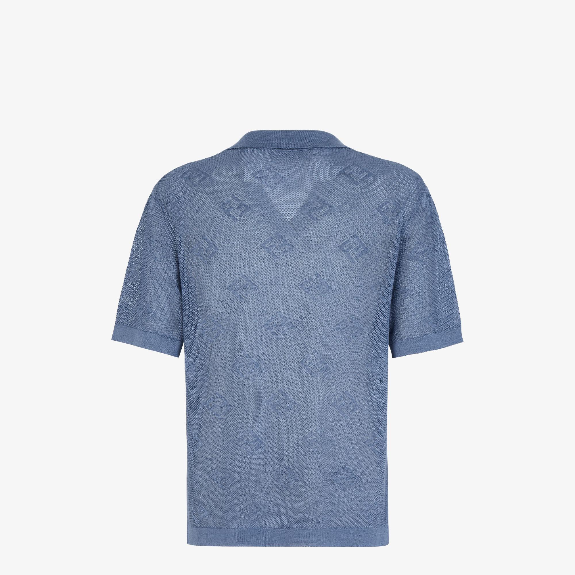 Polo shirtBlue cashmere and silk polo shirt Product Image