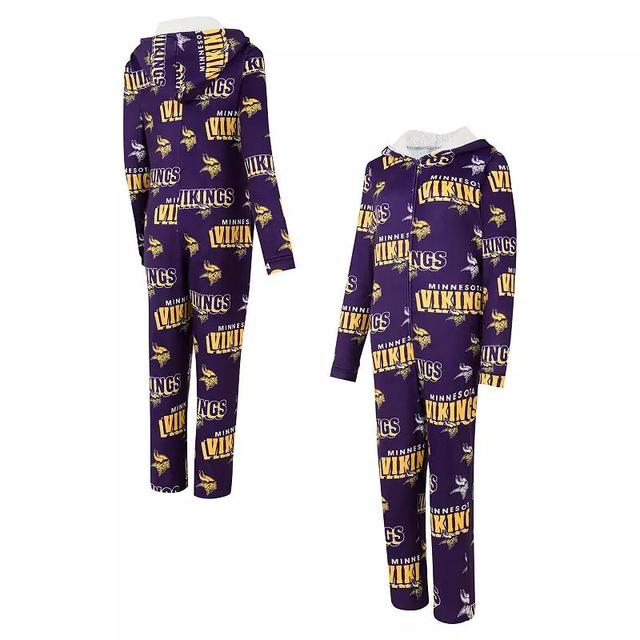 Womens Concepts Sport Minnesota Vikings Roadway Allover Print Microfleece Full-Zip Union Suit Product Image