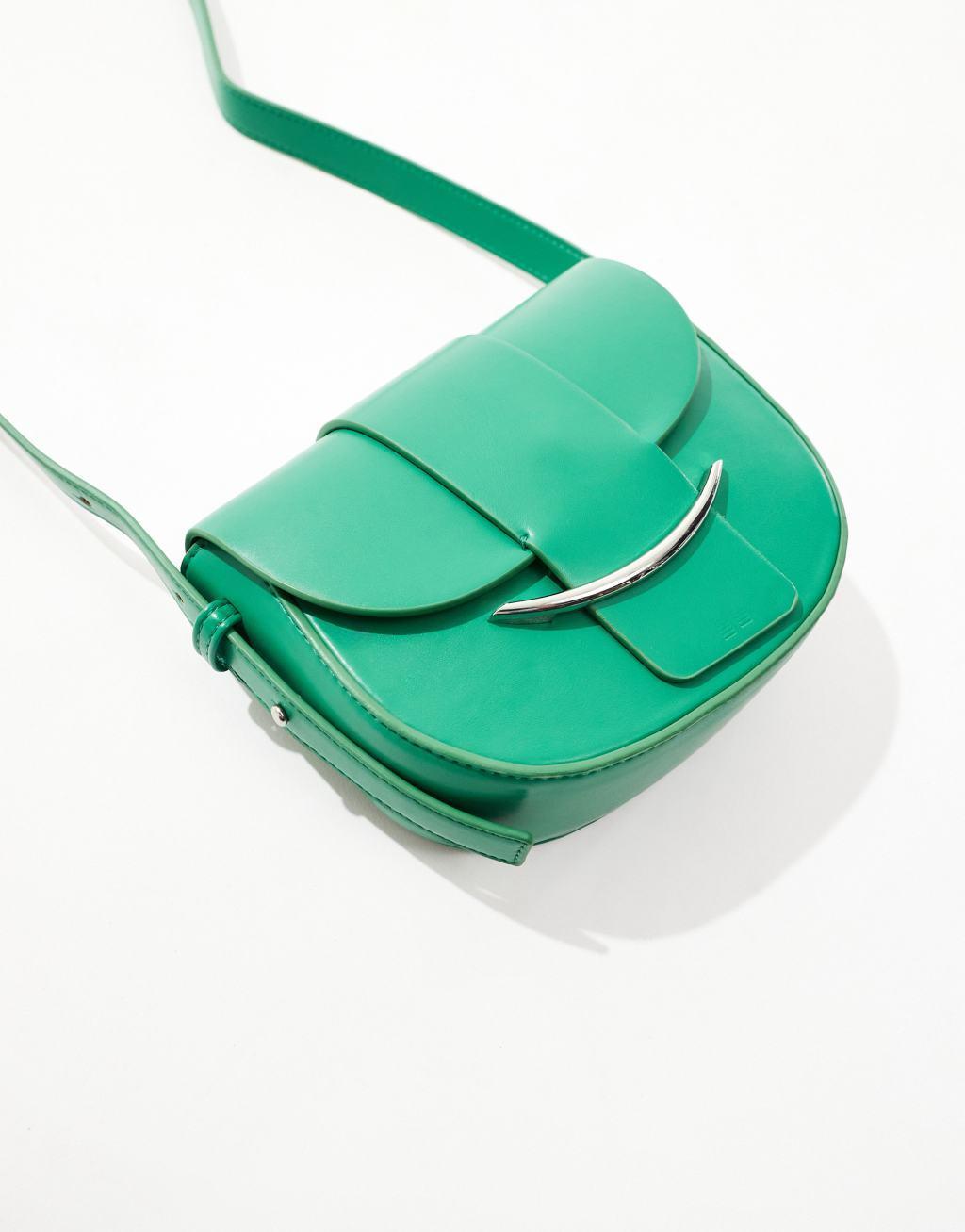 Glamorous crossbody saddle bag in bright green Product Image