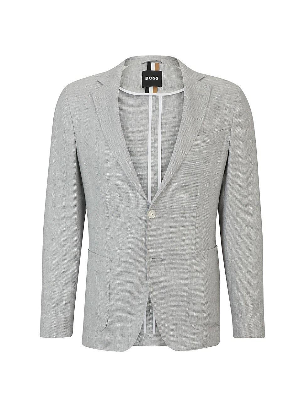 Mens Slim-Fit Jacket in a Micro-Patterned Linen Blend Product Image