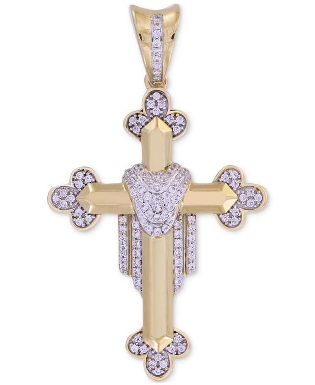 Mens Diamond Pave Ornate Cross Pendant (1/3 ct. t.w.) in 10k Gold Product Image