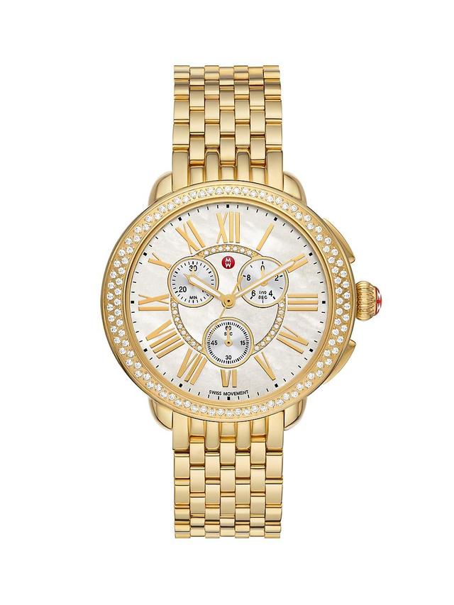 Womens Serein 18K-Gold-Plated Stainless Steel, Mother-Of-Pearl & 0.62 TCW Diamond Chronograph Watch/38MM x 40MM Product Image