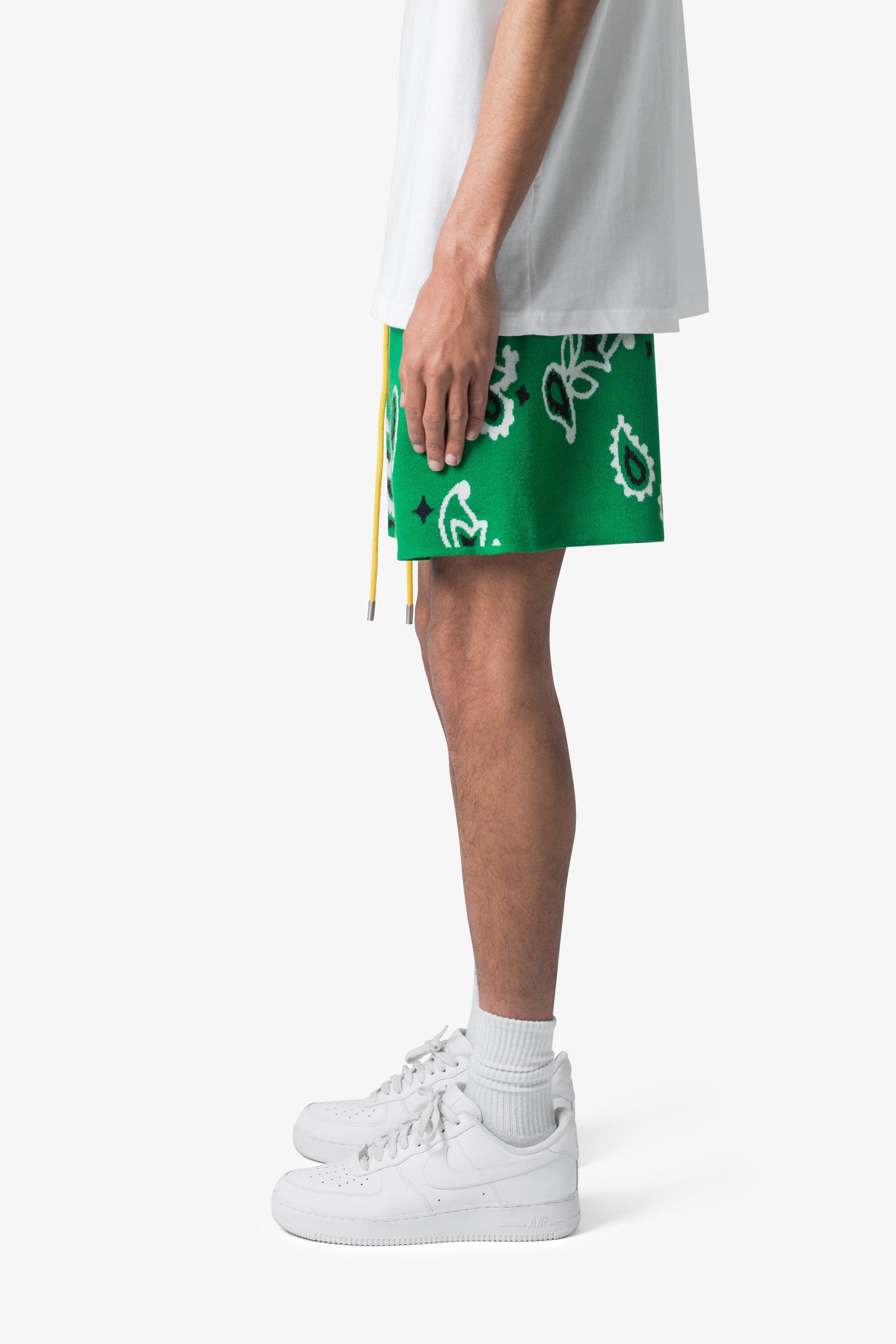 Paisley Knit Shorts - Green Product Image