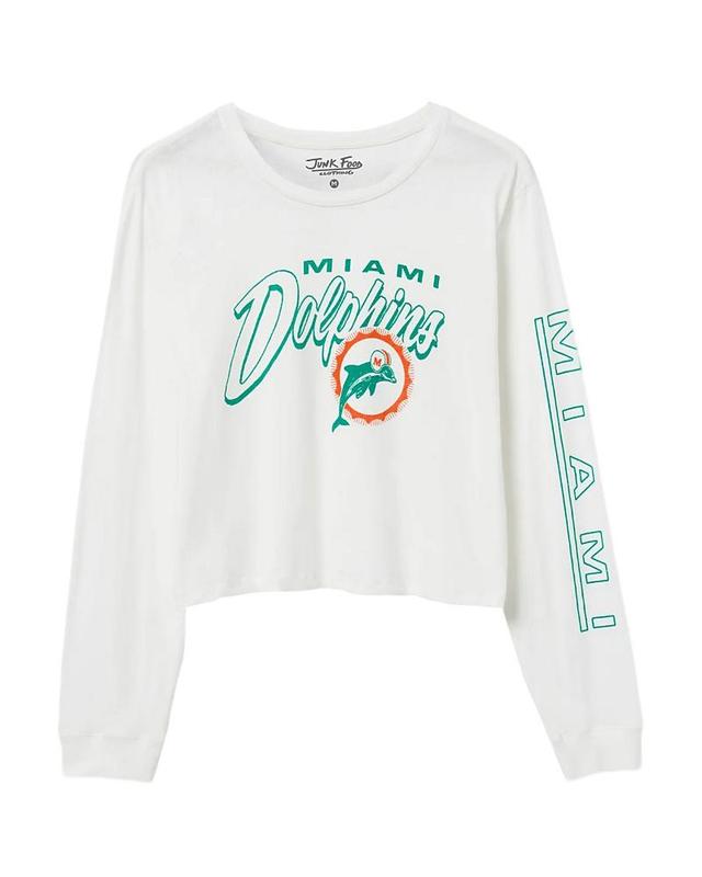 Junk Food Clothing Womens Nfl Miami Dolphins Touchdown Long Sleeve Cropped Tee Product Image