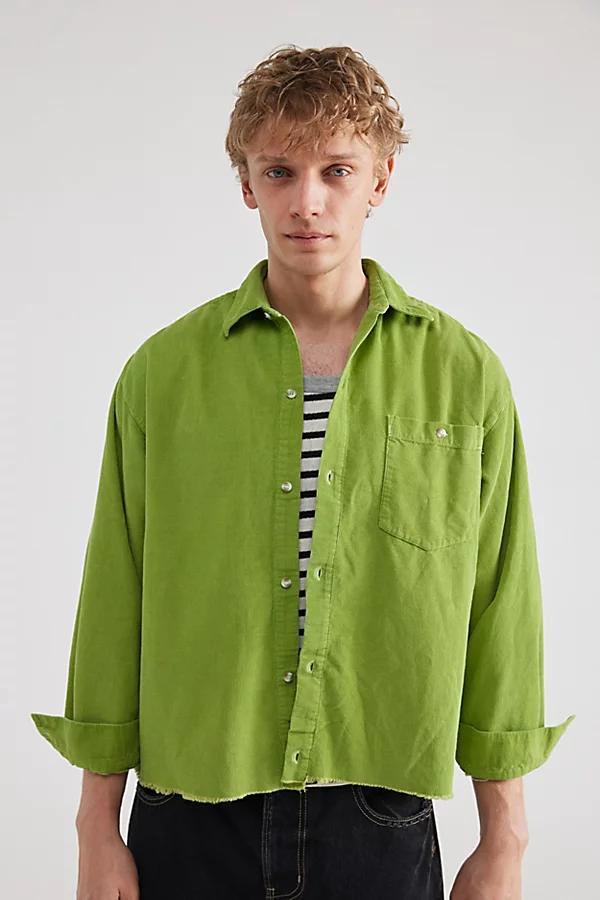 Urban Renewal Remade Overdyed Raw Crop Cord Long Sleeve Shirt Mens at Urban Outfitters Product Image