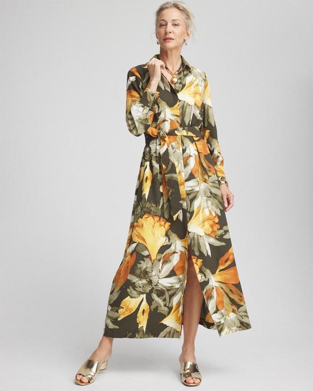 Women's Petite Fall Floral Print Shirt Dress Product Image