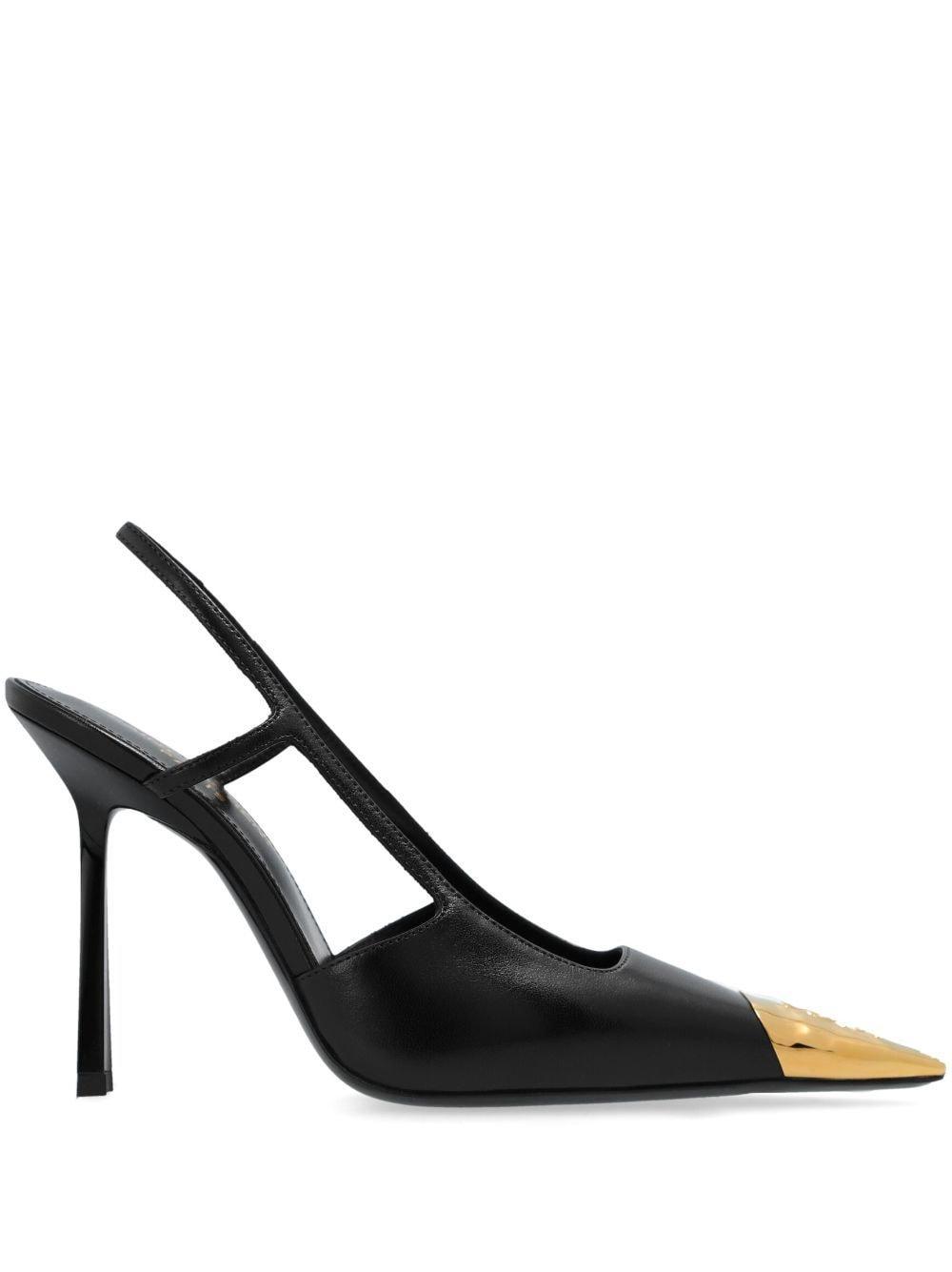 SAINT LAURENT Jeanne 110 Leather Slingback Pumps In Black Product Image