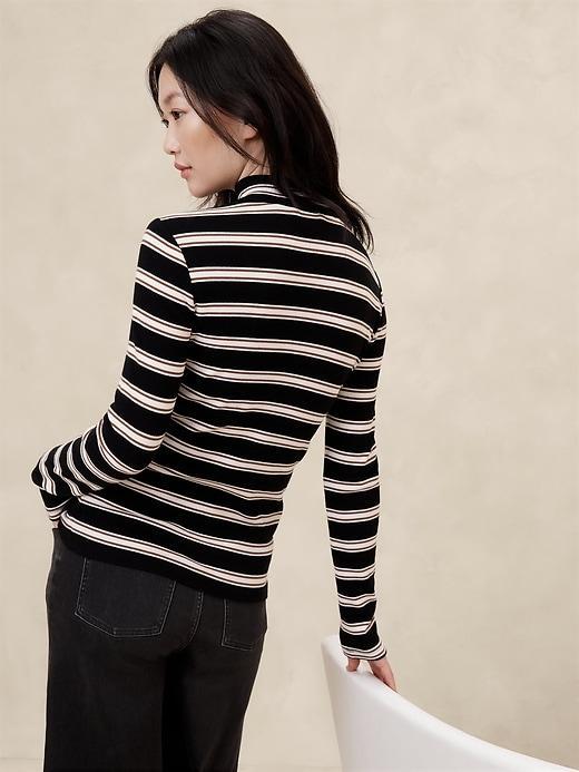 Ribbed Mock-Neck T-Shirt Product Image