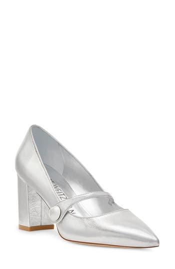 Women's 75 Pointed Toe Mary Jane Pumps In Silver Product Image