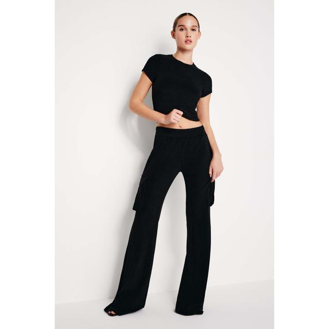 Womens Terry Cargo Pants | Black, Size XL | Good American by Khlo Kardashian Product Image