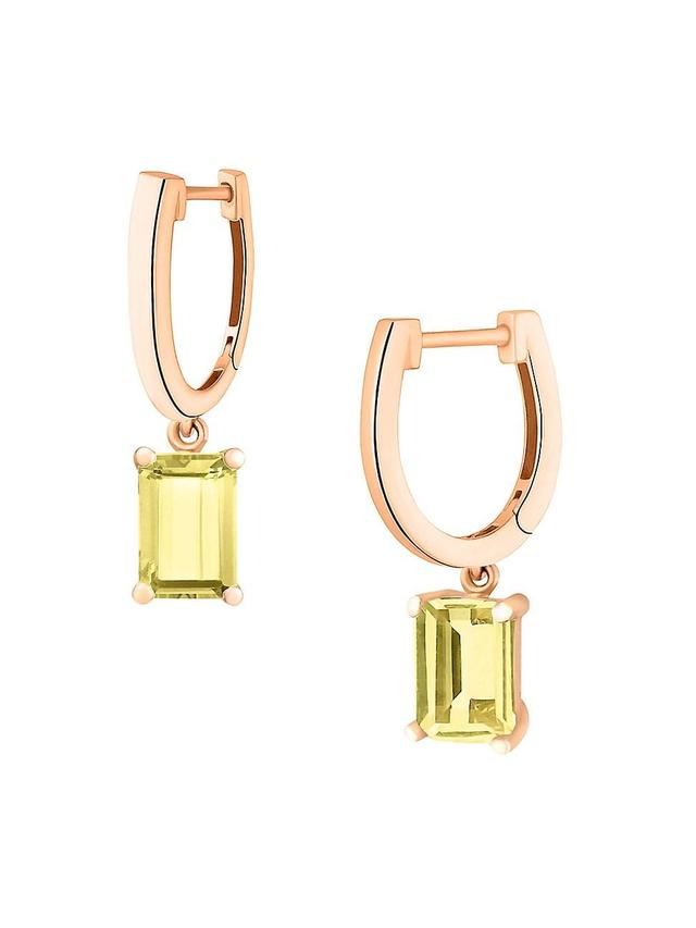 Womens Cocktail 18K Rose-Gold & Lemon Quartz Hoop Earrings Product Image