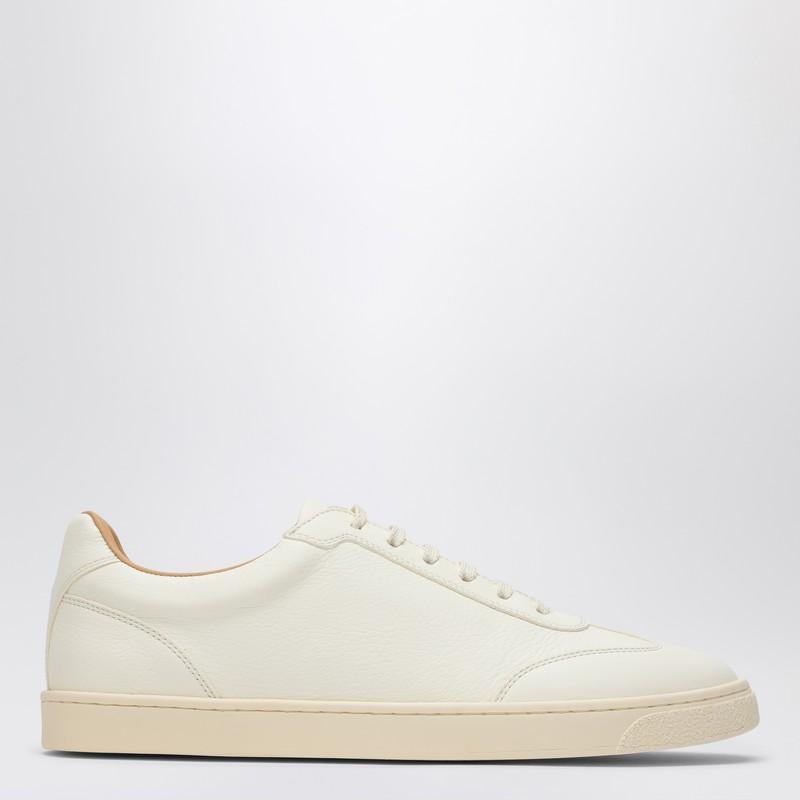 Men's White Leather Low Top Trainer For Ss24 Product Image