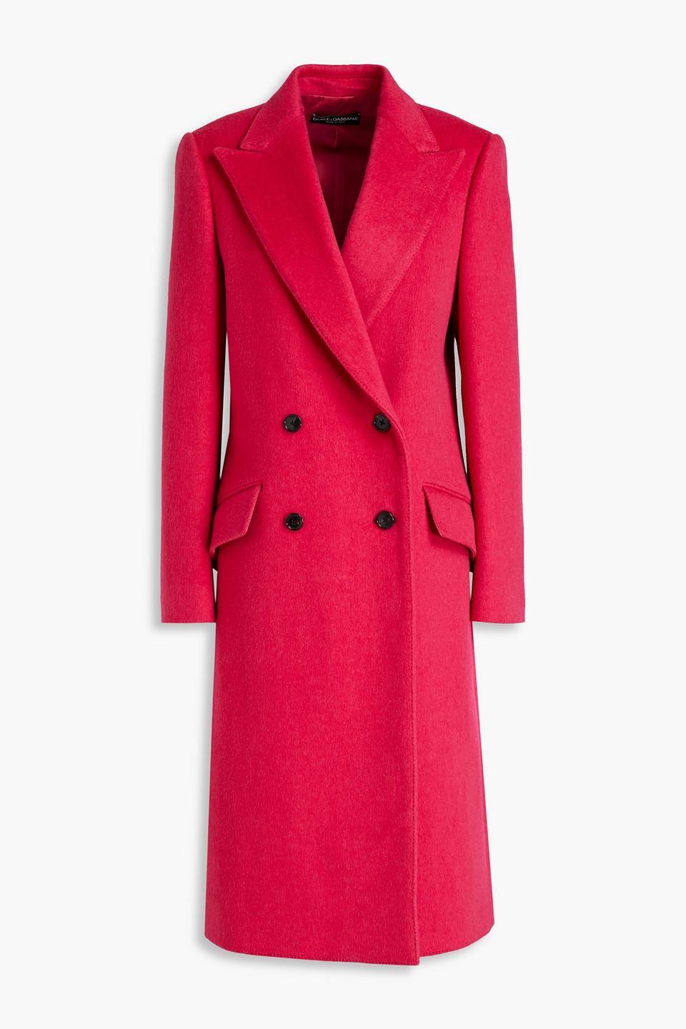 Double-breasted Wool And Cashmere-blend Felt Coat In Fuchsia Product Image