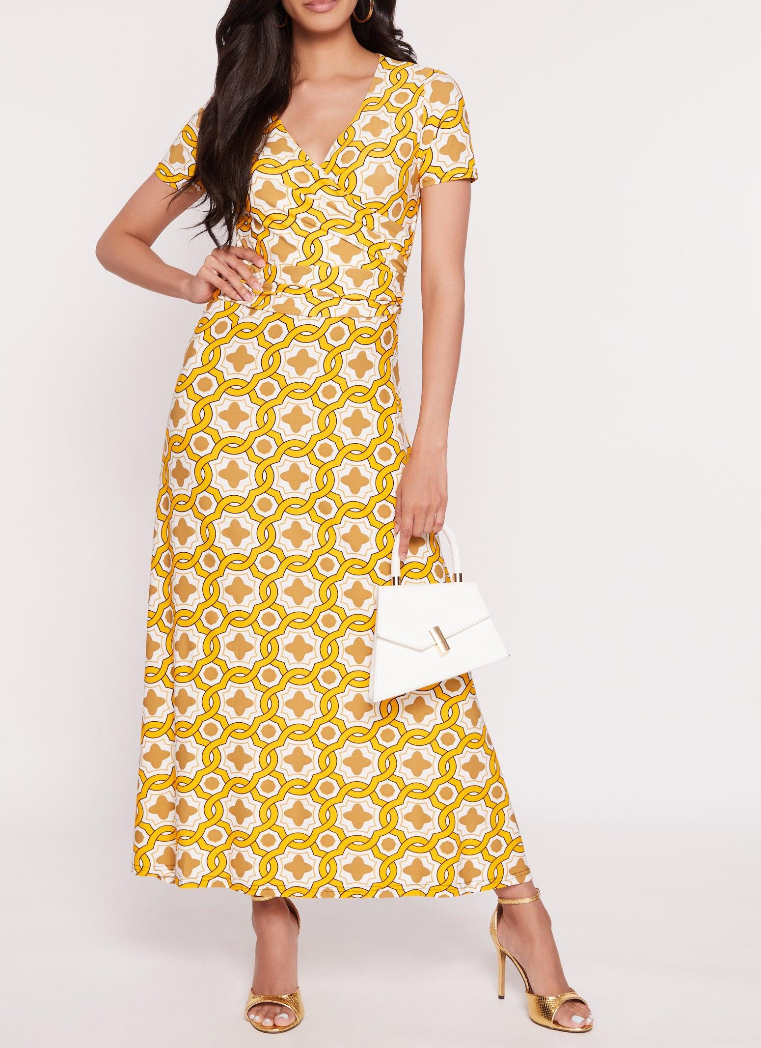 Womens Printed Faux Wrap Maxi Dress Product Image