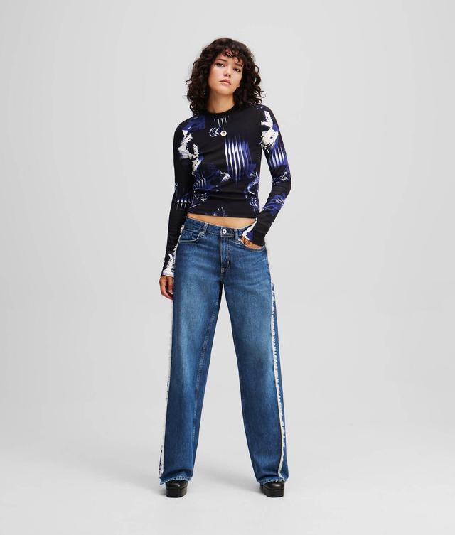 FRINGED MID-RISE RELAXED JEANS Product Image