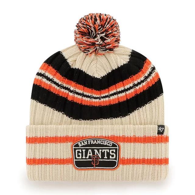 Mens 47 Natural San Francisco Giants Home Patch Cuffed Knit Hat with Pom Product Image