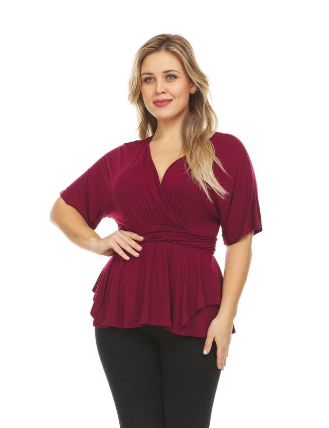 Surplice Front Short Sleeves V-Neck Top - Plus Product Image