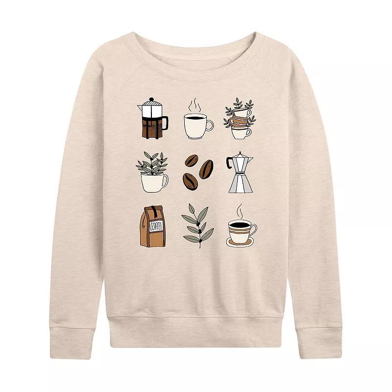 Plus Size Coffee Grid Lightweight French Terry Sweatshirt, Womens Brown Product Image