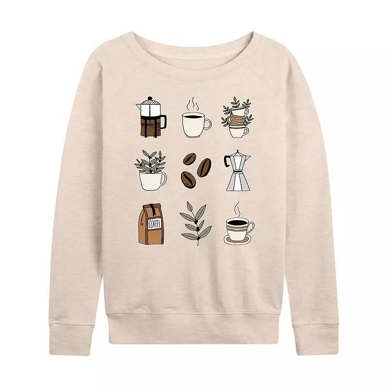 Plus Size Coffee Grid Lightweight French Terry Sweatshirt, Womens Brown Product Image