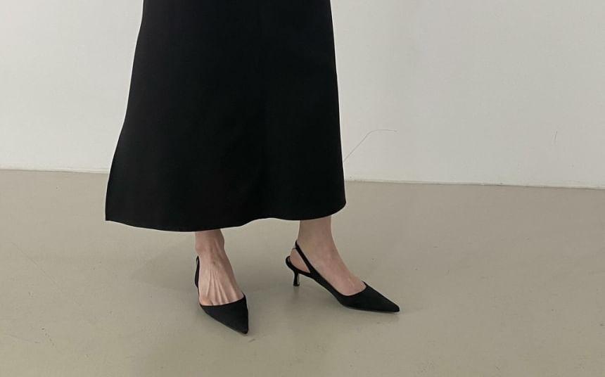 Set: Long-Sleeve Plain Top + High Rise Asymmetrical Maxi Skirt Product Image