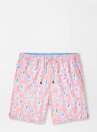 Peter Millar Mens Pineapple In Paradise Swim Trunk | Color: Coral Reef | Size: M Product Image