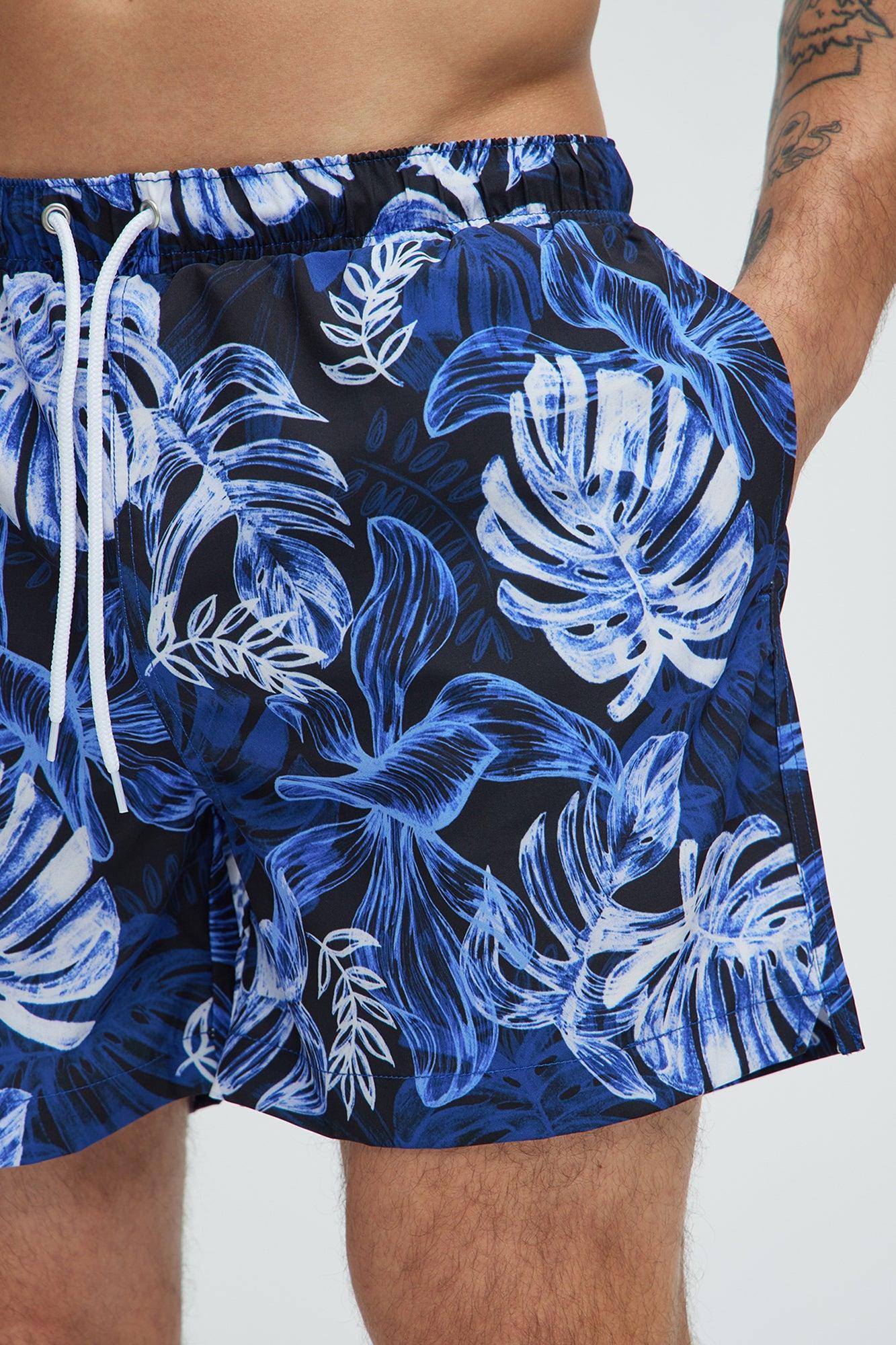 Palm Sketches Swim Trunks - Navy Product Image