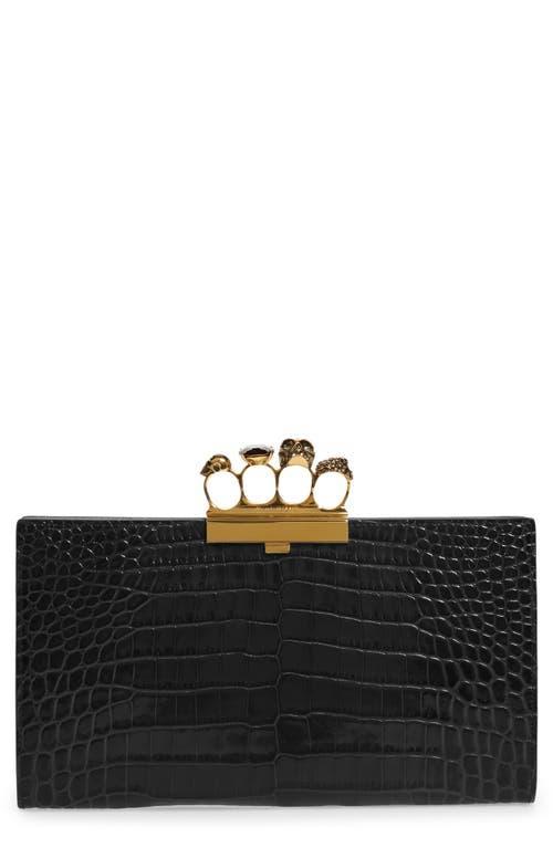 Alexander McQueen Croc Embossed Leather Knuckle Clutch Product Image